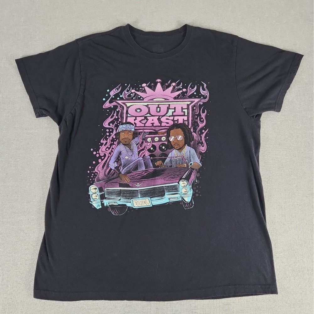 Vintage Vibe Mens XL OutKast "Two Dope Boyz" ATLiens Rap Graphic Tee Black Crisp